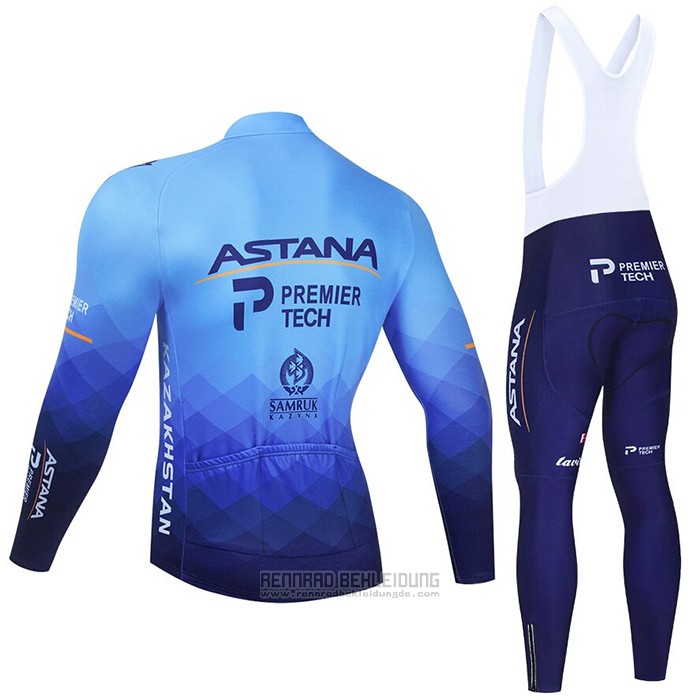 2021 Fahrradbekleidung Astana Blau Trikot Langarm und Tragerhose - zum Schließen ins Bild klicken